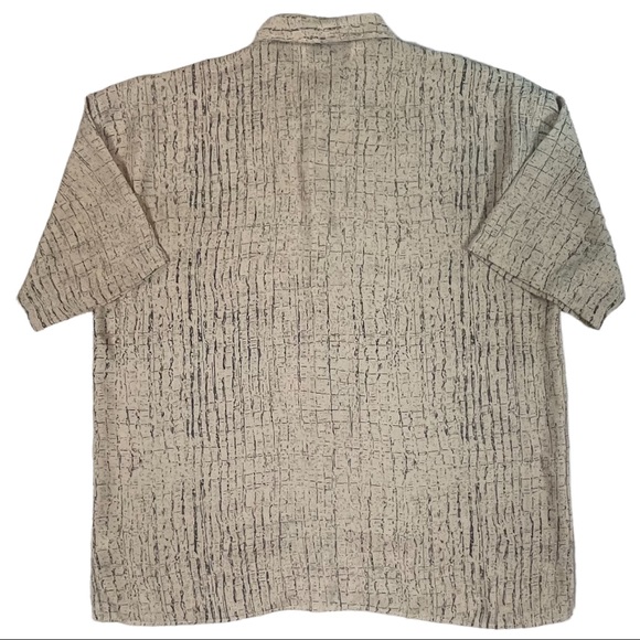 Virgola size large vintage tan with black designs button down short sleeve shirt - Picture 6 of 11